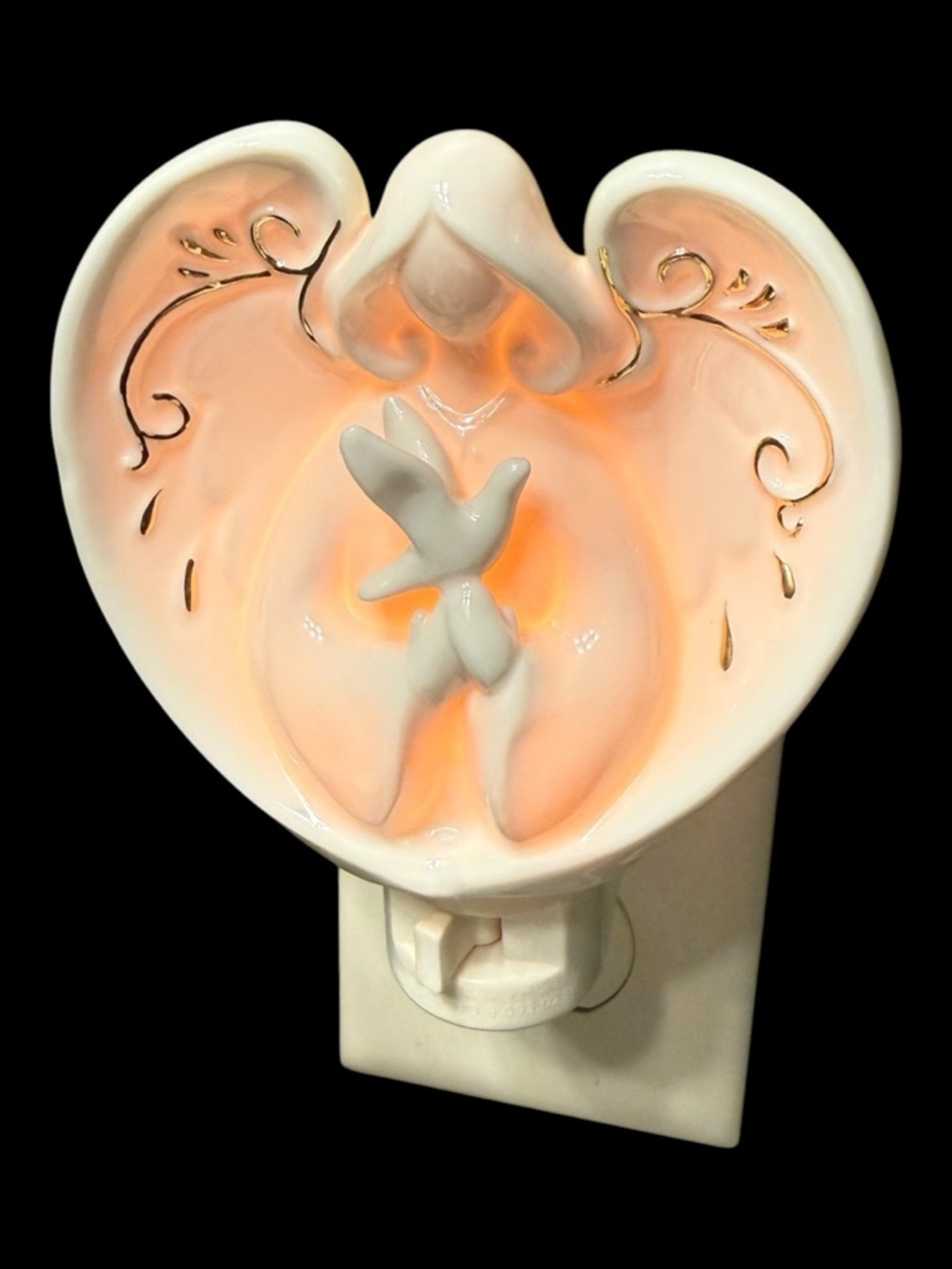 Vintage Avon White Porcelain Angel Plug-In Night Light